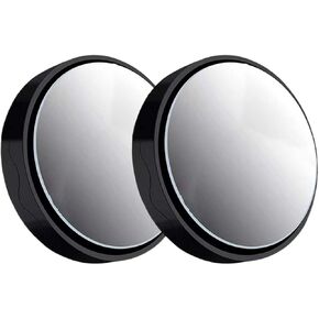2PCS Car Suction-Cup Blind Spot Mirror, 2" Round HD Glass Convex 360° Wide Angle Rear View Mirror, Car Side Mirror with ABS Housing, Automotive Exterior Accessories for Car SUV Truck (Silver)