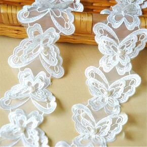 10pcs Butterfly White Lace Flower Applique Trim for Wedding Dress Garment Accessories Decoration Sew On Lace Fabric