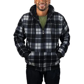 Men’s Zip Up Hoodie Sherpa Fleece Lined Fashion Drawstring Essential Flannel Warm Sweatshirts