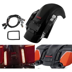 Motorcycle LED Rear Fender System Turn Signal Running Brake Light Fit for Harley Touring Road King Electra Road Street Glide 2014-later Black Lens