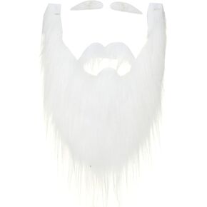 BinaryABC White Beard Fake Beard Mustache Eyebrows,Halloween Costume Party Cosplay Beard,Christmas Party Supplies