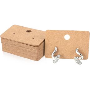 Earring Cards, 100Pcs Earring Display Holder Cards, 1.77 x 1.26 Inches Brown Earring Display Cards, Kraft Paper Earrings Tags, Hanging Jewelry Display Cards for Selling, Display, Retail, DIY Crafts
