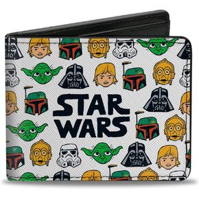 Wallet Bifold PU Star Wars 6 Character Face Collage White