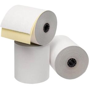 Two Ply Carbonless Rolls - Easy to Install - Clear & Crisp Copies | White/Canary - 3" x 90 Feet (24Rolls Per Carton)