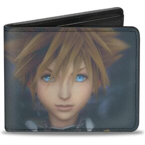 Buckle-Down Men's Disney Wallet, Bifold, Kingdom Hearts II Hazy Sora Face Close Up Grays, Vegan Leather, Multicolor, Standard Size
