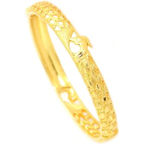 Fashion 18K Gold Plated Alloy Hollow Animal Peacock Pattern Cuff Bracelet