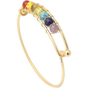 Yoga Colorful Chakra Stone Bracelet Alloy Wire Around Cuff Bracelet