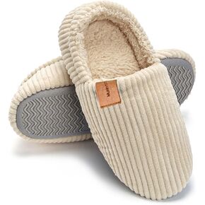 Mukinrch House Slippers for Women Memory Foam Slippers Cozy Corduroy Indoor & Outdoor Slippers Fuzzy Loafer Shoes for Woman Mom Ladies Gifts