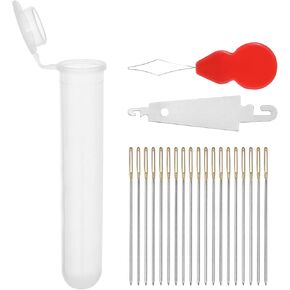 100Pcs Cross Stitch Needles 26 Gauge Large Eye Sewing Needles DIY Sturdy Stainless Steel Embroidery Needles Embroidery Hand Needles with 2 Needle Threader for Cross Stitching