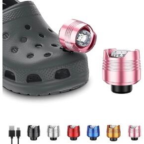 Rechargeable Headlights for Croc 2PCS, Flashlight Croc Charm Attachment Accessories for Shoes with 3 Light Modes for Dog Walking, Camping, Running, Suitable for Adults Kids Boys Girls Men Women