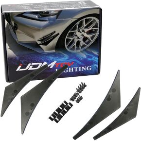 iJDMTOY 4pcs Black Front Bumper Canard, Body Diffuser Fins, Universal Fit Any Car Truck SUV