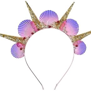 JeVenis Pink Seashell Halo Crown Headpiece Mermaid Headband Seashell Crown Headband Siren Costume Women Halloween Cosplay Renaissance