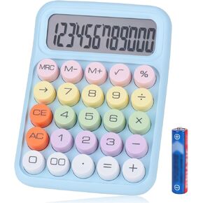 Mechanical Switch Calculator, Green Calculator Cute 12 Digit Extra Large LCD Display and Big Buttons, Basic Standard Calculators Desktop for School, Home, Kids, Automatic Sleep,with Battery Green-XL
