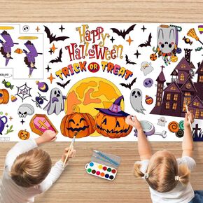 Thanksgiving Coloring Tablecloth, 79 * 35inch Thanksgiving Crafts for Kids for DIY Coloring Tablecovers Drawing Kits for Thanksgiving Party Games Party Supplies