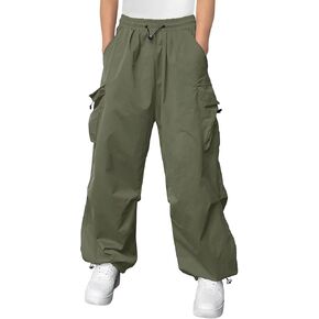 Haloumoning Boys Baggy Cargo Pants Casual Loose Fit Parachute Pant Fashion Harem Joggers with Pockets