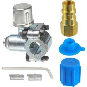 R12 to R134A Bullet Piercing Valve Kit with Dust Cap Converts Fit 7/16 Inch Low Side Port BPV-31 Bullet Piercing Tap Valve universal refrigerator card sleeves