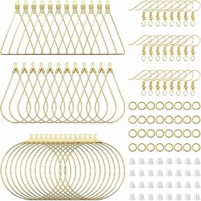 380pcs Hypoallergenic Earring Making Kit, Jewelry Making Earrings Supplies with Teardrop Round Beading Hoop,Earring Hooks,Jump Rings,Earring Backs for DIY Earring Craft(2 Colors, 2 Sizes)