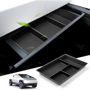 Glove box Organizer for 2024 Tesla Cybertruck Interior Accessories with 4PC Silicone Liner Mats- TPE Material,Anti-Slip Easy Clean
