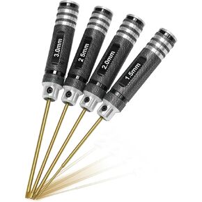 Speedybee RC Hex Driver Kit: 4pcs RC Tools Set 1.5mm 2.0mm 2.5mm 3.0mm Screw Driver for FPV Drone Quadcopter RC Car Helicopter Models Titanium-Coated Driver Head