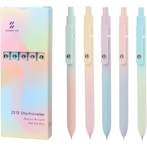 5pcs 0.5mm Gel Pen, Quick Dry Black Ink Pens Fine Point Smooth Writing