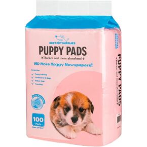 Best Pet Supplies (22.5" x 22") Disposable Puppy Pads for Whelping Puppies and Training Dogs, 100 Pack, Ultra Absorbent, Leak Resistant, and Track Free for Indoor Pets, Floor Protection - Baby Pink
