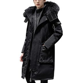 COZYPOIN Mens Long Puffer Jacket Winter Coat with Hood Waterproof Windproof Padded Down Parka