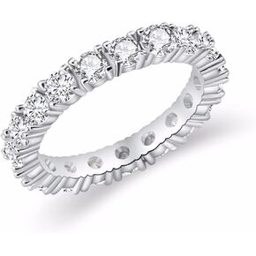 925 Sterling Silver Shiny Full Diamond Ring Classic Single Rows Cubic Zirconia Rings CZ Diamond Ring Eternity Fashion Band Promise Ring for Women (5)