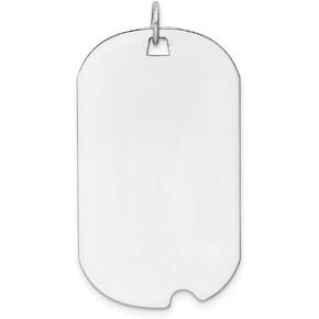 Diamond2Deal 14k White Gold Plain Engravable Dog Tag Notch Disc