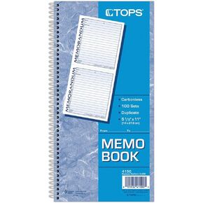 TOPS Memorandum Forms Book, 2-Part, Carbonless, 2 Memos per Page, 100 Sets per Book (4150)
