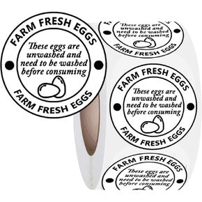 2 Inch Farm Fresh Eggs Carton Labels Farm Fresh Egg Unwashed Stickers Egg Handling Labels Self Adhesive Egg Packaging Stickers for Chicken,Quail,Egg Packaging Stickers,500 Pcs Per Pack