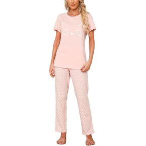 EISHOPEER Women's Pajama Set Printed Short Sleeve Top & Long Pants Sleepwear Pjs Sets