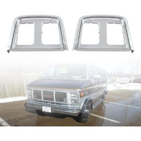 Set Of 2 Chrome Headlight Trim Bezel Dual Type Fits 1985-1991 Van GM2513124, GM2512124