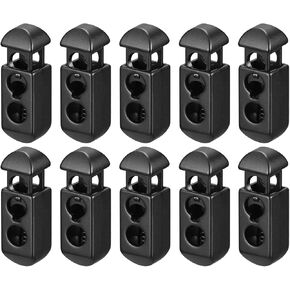 uxcell 10pcs Metal Cord Locks, 4mm Double Hole Spring Stopper Fastener Slider Toggles End for Drawstrings Bags Backpack Clothing Lanyards, Pearl Nickel