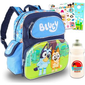 Bluey Mini Backpack for Boys, Girls - Bundle with 11" Bluey School Bag for Toddlers, Water Bottle, Stickers, More | Bluey Mini Backpack School Supplies for Kids