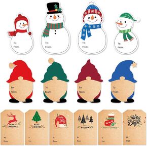 Christmas Gift Tags Stickers, 128 PCS Self-Adhesive Gift Tags for Christmas Presents, Christmas Tags Stickers, Christmas Labels Stickers, Easy to Peel & Write Christmas Name Tags Stickers