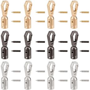 PLIGREAT 12 Pcs Cord End Caps 3 Colors Cord Terminators Lobster Claw Clasps Crimp End Tip Necklace Cord Ends for Leather Bags Strap Beading Tassel Pendants DIY Jewelry Art Crafts Making