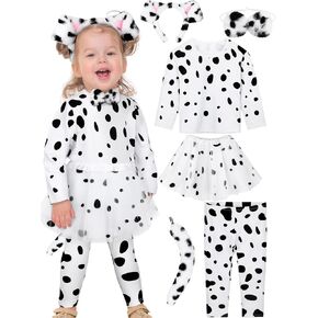 100 Days of School Dalmatians Costume Kids, Girl Cotton Costume Dalmatians Dog Outfit Set T-Shirt Tutu Leggings