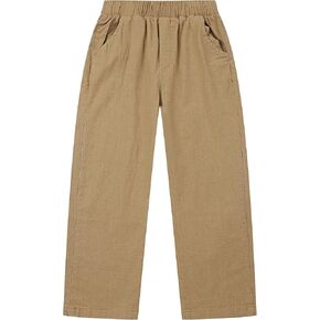 CUNYI Boys Dress Pants Kids Pull-on Cotton Slacks School Uniform with Elastic Waist