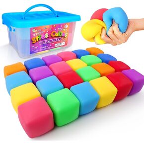 Slow Rising Stress Cube 24 Pack, Stretchy Fidget Toy for Relaxation, Sensory Squishy Cube, Pull Stretch Fidget Toy for Students, Classroom Prize Box Toys, Fidgets for Classroom