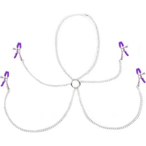 ​Nipple Clamp Adjustable Pressure Body Chains Necklace 316L Stainless Steel Nipple Clips Non Piercing Body Jewelry for Women Men Faux Body