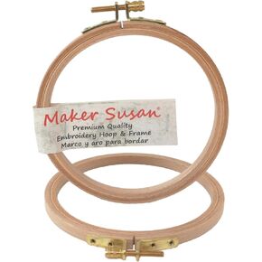 طوق تطريز خشبي مقاس 4 بوصات من Maker Susan، طوق دائري من خشب الزان بالغرز المتقاطعة مع برغي نحاسي قابل للتعديل، وأطواق وإطارات متقاطعة، مناسب للتطريز، والخياطة اليدوية (4 بوصات) in Kuwait