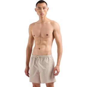 Armani Exchange Men's Swim Trunk with All Over Block Letter Ax Logo