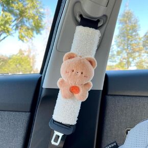 Generic Auto Car Seat Belt Cover with Animal Plush Toy, Unversal Seat Belt Cover Cushion for Shoulder and Neck Protection Car Accessories (Bunny)