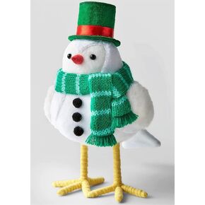 Featherly Friends - Wondershop Fabric Bird: Yellow Feet: Snowman with Green Scarf: Freezy