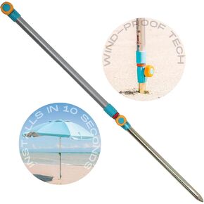 Beach Umbrella Sand Anchor - Easy 10 Seconds to Install on any Beach Terrain, Very Wind Resistant, Metal Design Hammering Stake (Premium Sand Anchor)