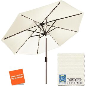 EliteShade USA 10-Year-Non-Fading Solar 9ft Market Umbrella with 80 LED Lights Patio Umbrellas Outdoor Table Umbrella with Ventilation,Rust