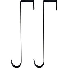 12 Inches Heavy Duty Wreath Hanger for Front Door Door Large Wreath Hanger Christmas Wreaths Decorative Hook Premium Sturdy Metal Black Pack of 2