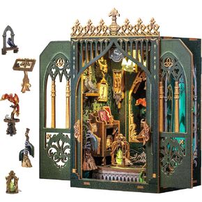 CUTEBEE Book Nook Kit - DIY Miniature House Kit for Beginners, Adults and Teens, Booknook Dollhouse Tiny House Bookshelf Decor 3D Wooden Puzzle Gifts for Family and Friends (The Darkness Herbarium)