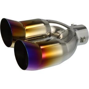 Motoforti Stainless Steel Double Outlet Car Muffler Tail Tip for 1.6"-2" OD Exhaust Pipe Long-lasting