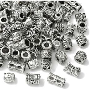 50 Pcs 5 Styles Antique Silver Crown Spacer Beads Alloy King Queen Princess Crown Beads Mini Crown Loose Beads for DIY Hair Jewelry Making